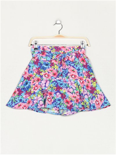 Short falda florecitas cinturón