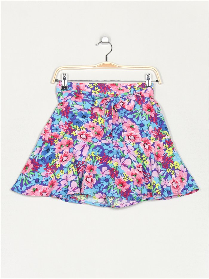 Short falda florecitas cinturón
