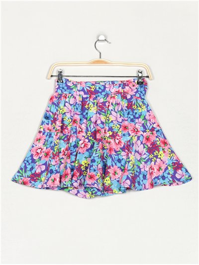 Short falda florecitas cinturón 2