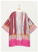 Kimono maxi estampado flecos