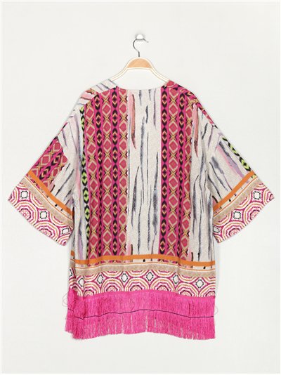 Kimono maxi estampado flecos 2