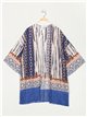 Kimono maxi estampado flecos