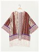 Kimono maxi estampado flecos