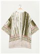 Kimono maxi estampado flecos