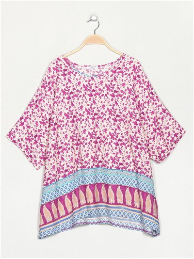 Blusa hojas talla grande
