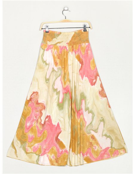 Pantalón palazzo fluido estampado