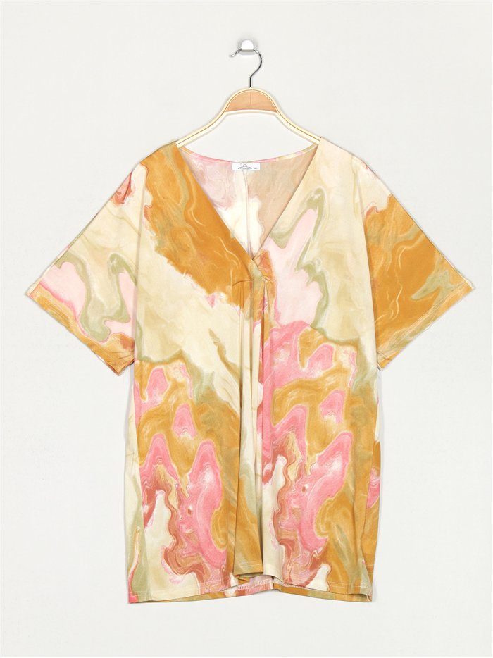 Blusa fluida estampada talla grande