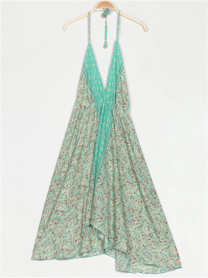 Vestido estampado borlas