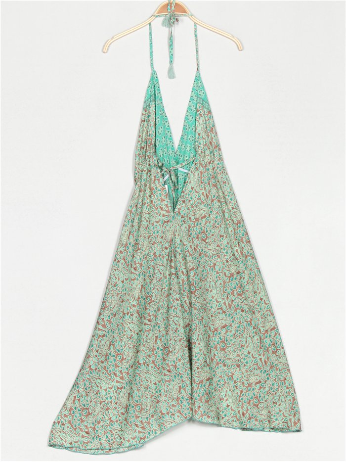 Vestido estampado borlas