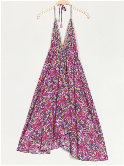 Vestido estampado borlas