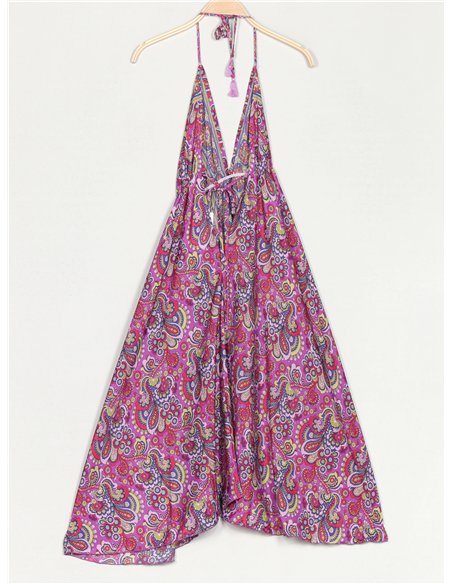 vestido com estampa de franjas