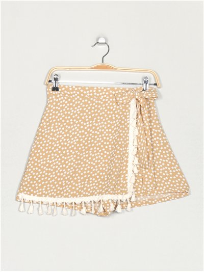 Short falda estampado borlas