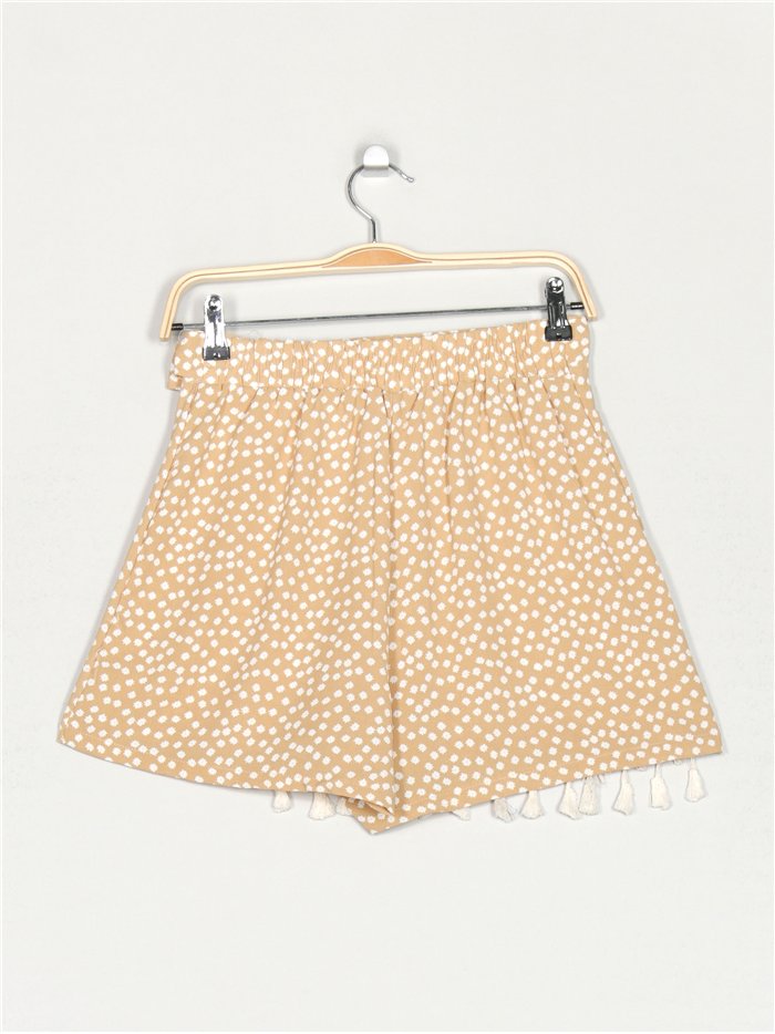 Short falda estampado borlas