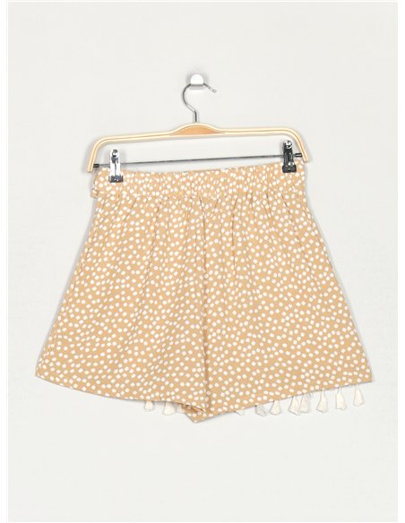 Short falda estampado borlas