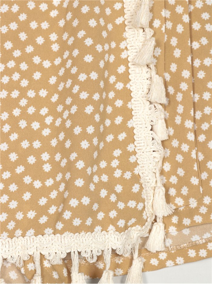 Short falda estampado borlas