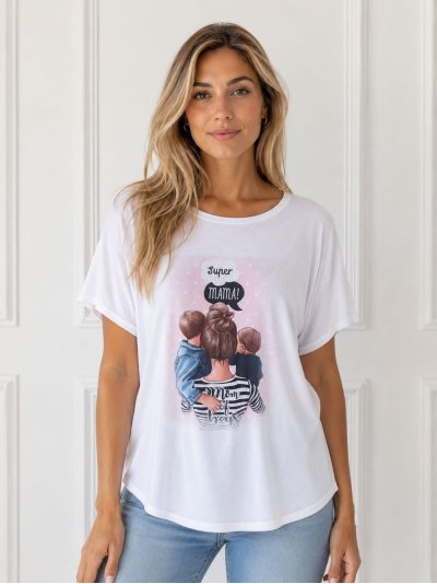 Camiseta amplia estampada
