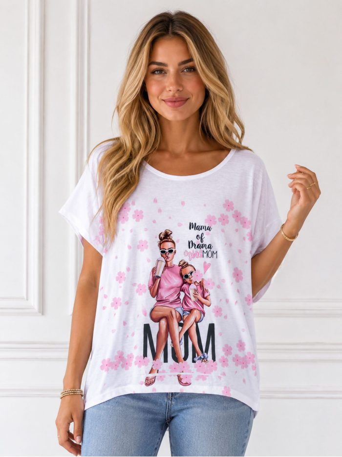 T-shirt oversize stampata | V5686-0355-MAMA-FLORES | B2B