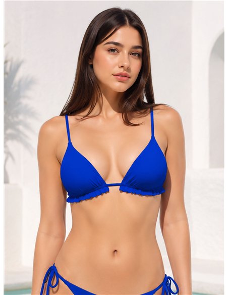 Top bikini triangular con volante