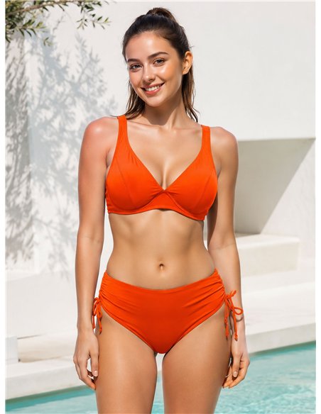 Bas de bikini taille haute avec cordon de serrage latéral