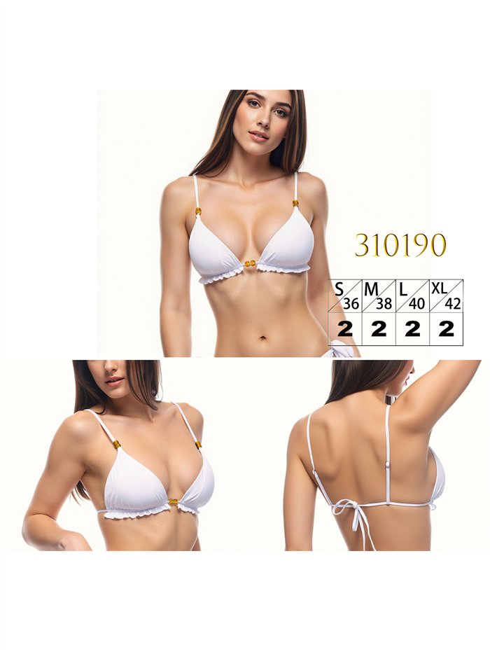 Top bikini triángulo con abalorios