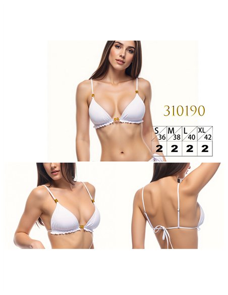 Top bikini triángulo con abalorios