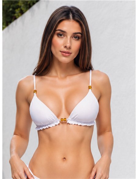 Top bikini triángulo con abalorios
