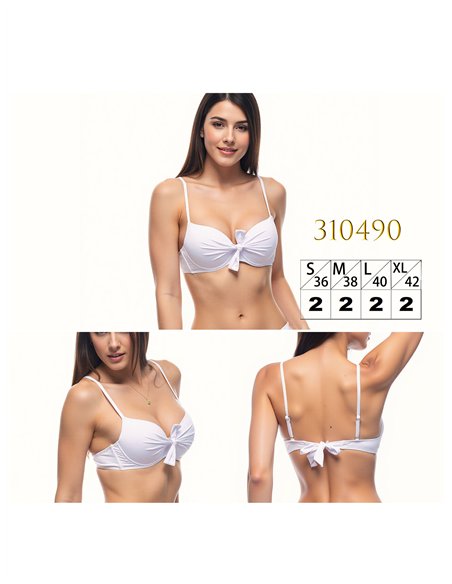 Top bikini bandeau con lazo central