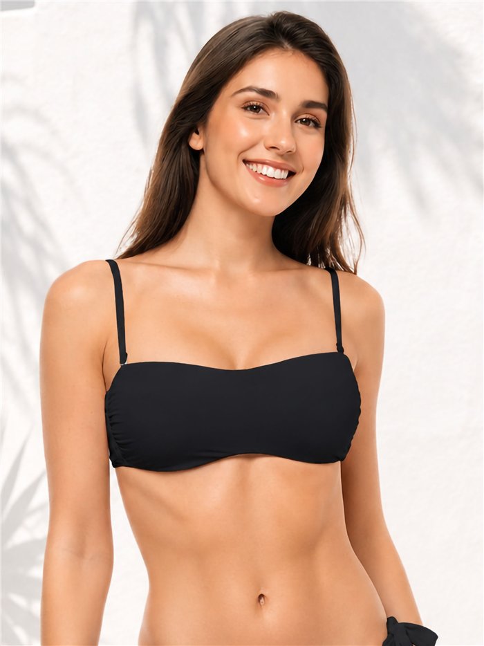 Top bikini bandeau fruncido
