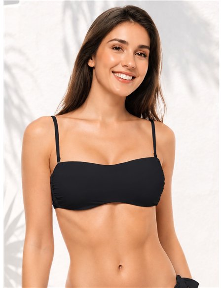 Top bikini bandeau fruncido