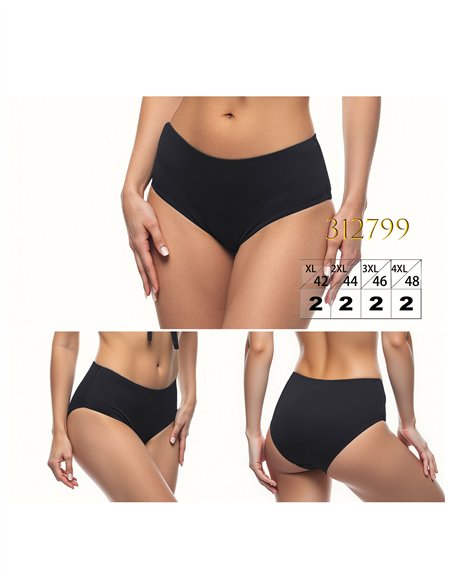 Bas de bikini taille haute, grande taille, uni