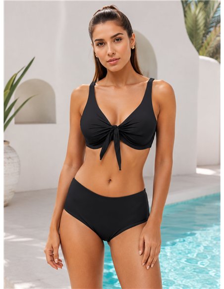 Bas de bikini taille haute, grande taille, uni