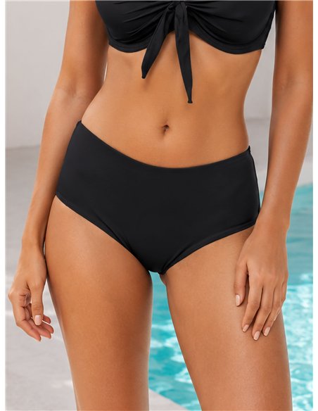 Bas de bikini taille haute, grande taille, uni