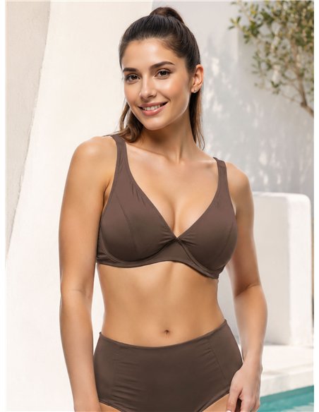Top bikini escote pico talla grande