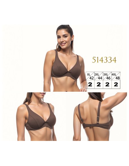 Top bikini escote pico talla grande