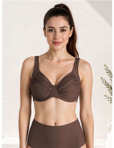 Top bikini fruncida talla grande