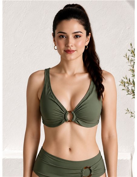 Top bikini talla grande detalle aro central
