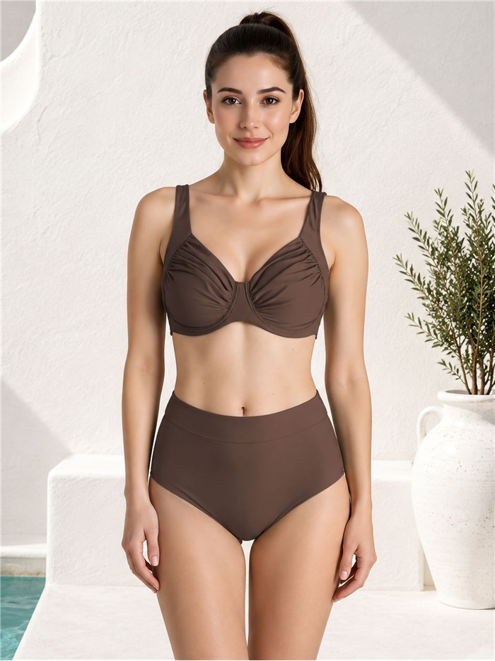 Braguita bikini cintura alta lisa talla grande