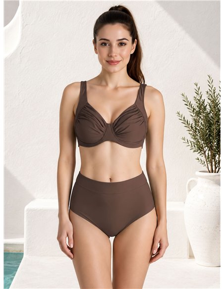 Braguita bikini cintura alta lisa talla grande