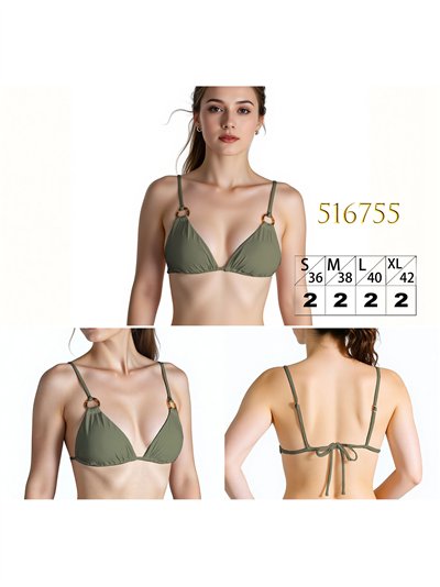 Top bikini triángulo con anillas decorativas 2