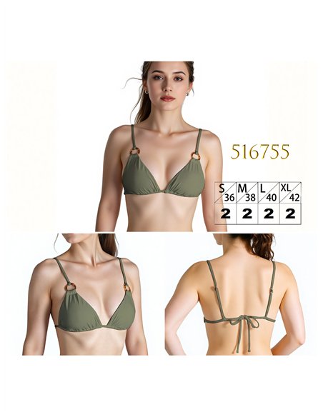 Top bikini triángulo con anillas decorativas
