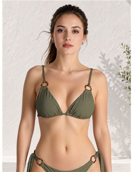 Top bikini triángulo con anillas decorativas