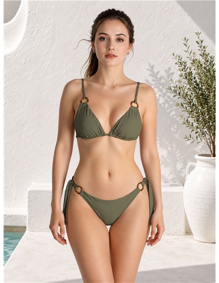 Top bikini triángulo con anillas decorativas