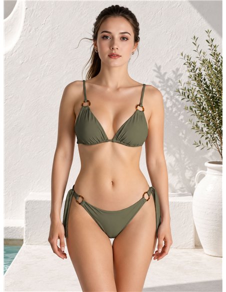 Braguita bikini con lazadas laterales con anillas decorativas