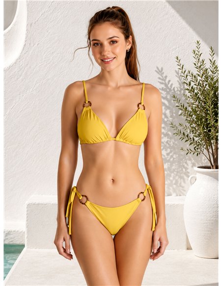 Braguita bikini con lazadas laterales con anillas decorativas