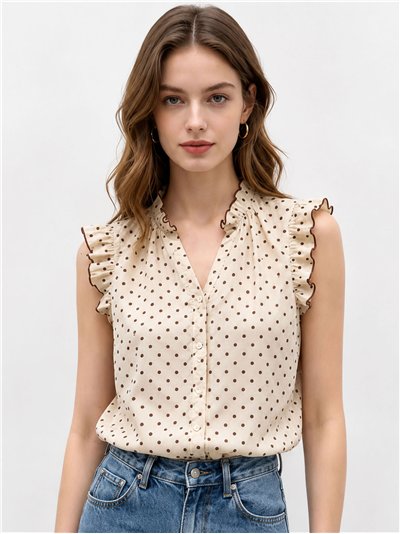 Blusa de lunares con manga volante