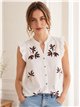 Blusa lino bordada hojas