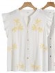 Blusa lino bordada hojas