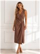 Drapiertes Lycra-Midikleid mit Schnalle
