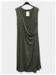 Drapiertes Lycra-Midikleid mit Schnalle