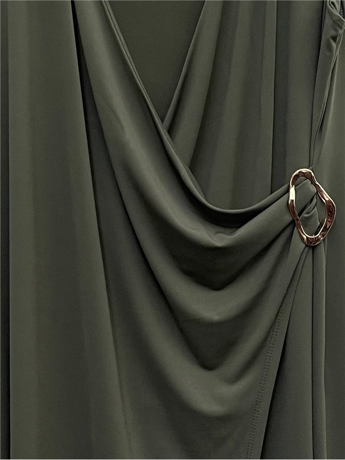 Drapiertes Lycra-Midikleid mit Schnalle